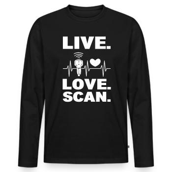 Live Love Scan Röntgentechniker - Männer Premium Bio Langarmshirt - Schwarz - Vorne - Nico (187cm)