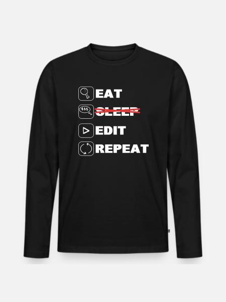 Eat Edit Edit Repeat Videobearbeiter - Männer Premium Bio Langarmshirt - Schwarz