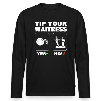 Tip Your Waitress Kellnerin - Männer Premium Bio Langarmshirt - Schwarz - Vorne - Nico (187cm)