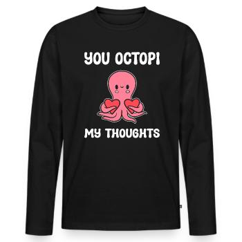 You Octopi My Thoughts Marine -Zoologe - Männer Premium Bio Langarmshirt - Schwarz - Vorne - Nico (187cm)