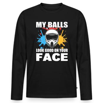 My Balls Look Good On Your Face Wettkampf - Männer Premium Bio Langarmshirt - Schwarz - Vorne - Nico (187cm)