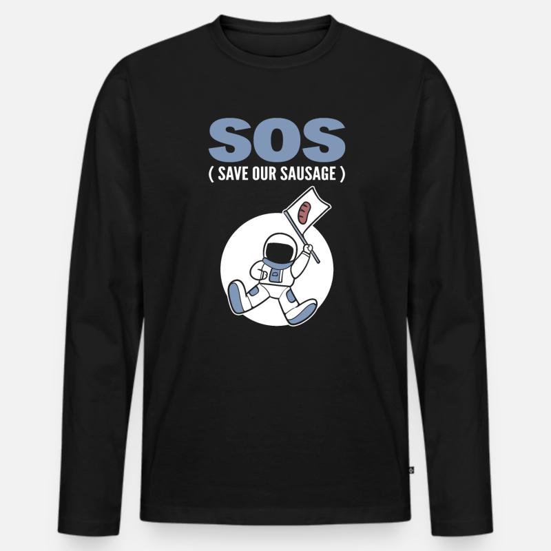 Wurstliebhaber Fleischesser - Männer Premium Bio Langarmshirt - Schwarz