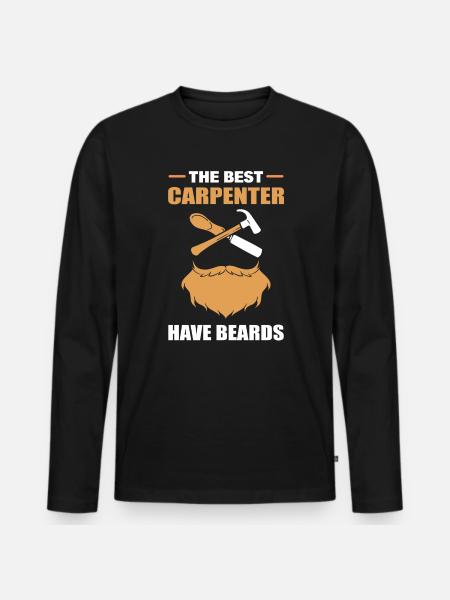 Lustiger bärtiger Schreiner Holzarbeiter - Männer Premium Bio Langarmshirt - Schwarz