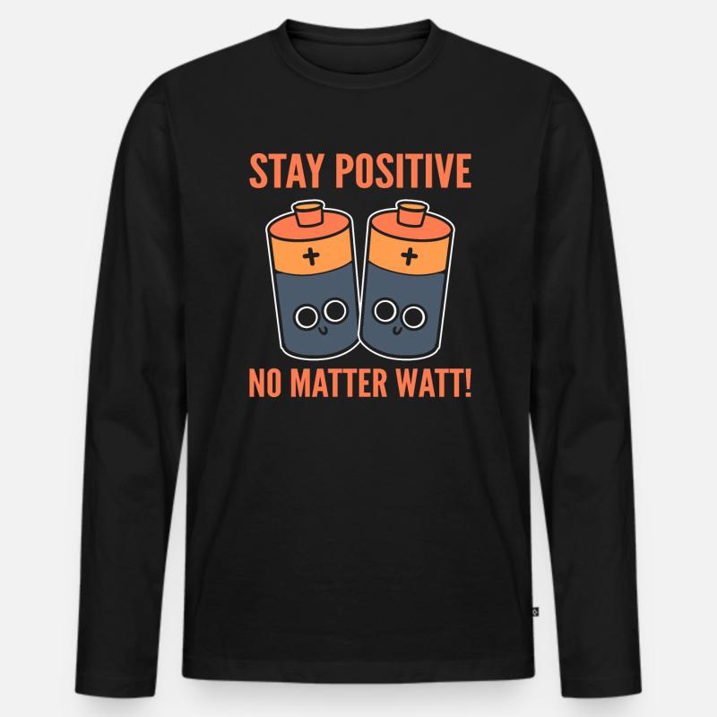 Optimistic Sayings Lineman - Männer Premium Bio Langarmshirt - Schwarz