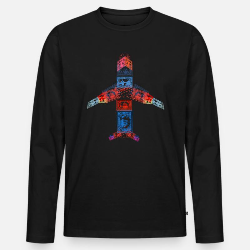 Weltreisender Pilot - Männer Premium Bio Langarmshirt - Schwarz
