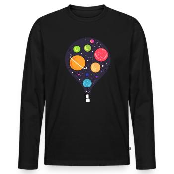 Heißluftballon Raumfahrt Astronaut - Männer Premium Bio Langarmshirt - Schwarz - Vorne - Nico (187cm)