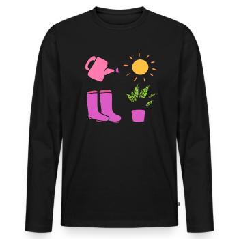Botanisch Gärtner - Männer Premium Bio Langarmshirt - Schwarz - Vorne - Nico (187cm)