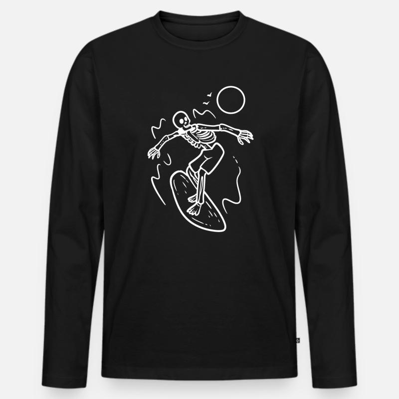 Surfen Skelett Surfboarder - Männer Premium Bio Langarmshirt - Schwarz