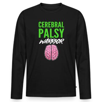 Cerebral Palsy Warrior Genetiker - Männer Premium Bio Langarmshirt - Schwarz - Vorne - Nico (187cm)