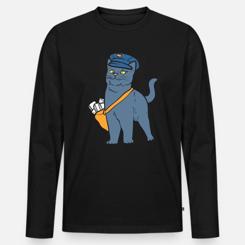 Postbotenkatze Briefträger - Männer Premium Bio Langarmshirt - Schwarz