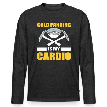 Goldmine Minenarbeiter - Männer Premium Bio Langarmshirt - Anthrazit meliert - Vorne - Nico (187cm)