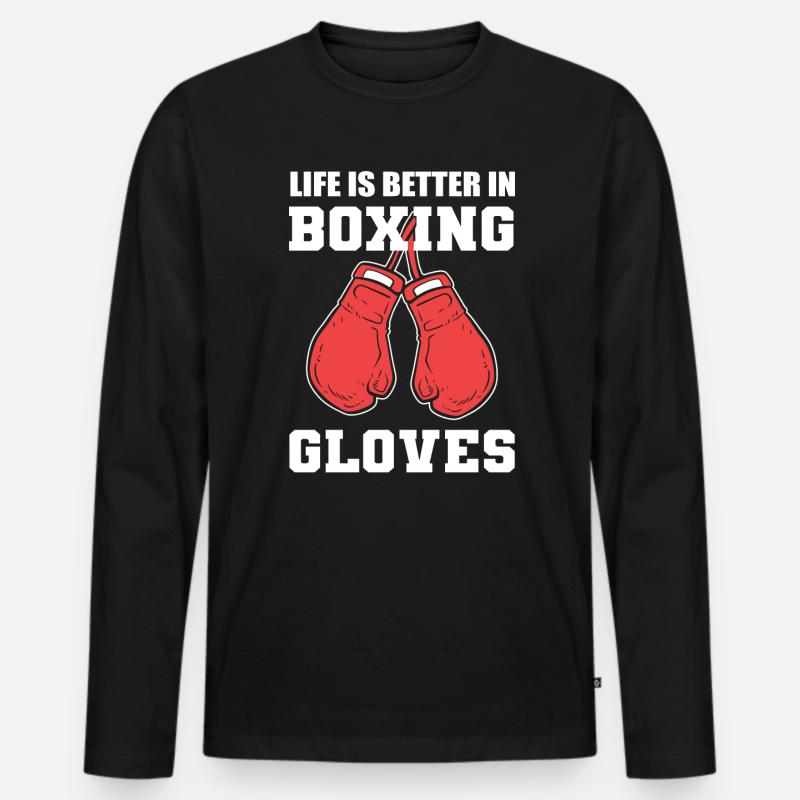 Boxhandschuhe Professioneller Kickboxer - Männer Premium Bio Langarmshirt - Schwarz