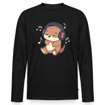 Musikliebhaber Otter Komponist - Männer Premium Bio Langarmshirt - Schwarz - Vorne - Nico (187cm)