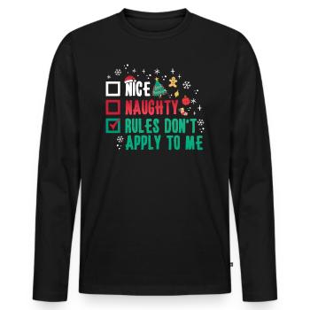 Christmas Xmas Saying Humor Funny Witty - Men's Premium Organic Long Sleeve Shirt - black - Front - Nico (187cm)