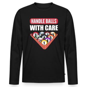Lustiger Billard Billardspieler - Männer Premium Bio Langarmshirt - Schwarz - Vorne - Nico (187cm)