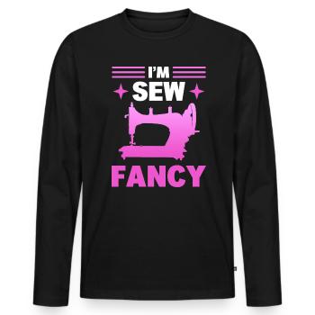 Nähmaschinenliebhaber Schneider - Männer Premium Bio Langarmshirt - Schwarz - Vorne - Nico (187cm)