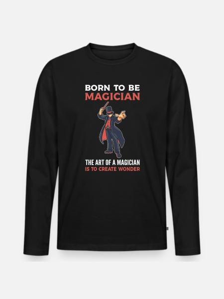 Magierleben Zauberer - Männer Premium Bio Langarmshirt - Schwarz