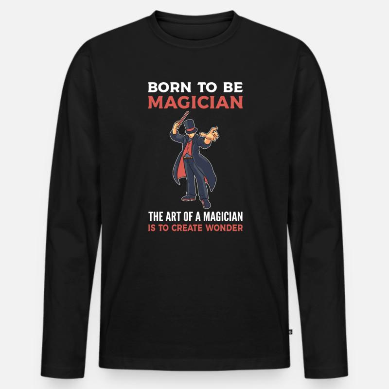 Magierleben Zauberer - Männer Premium Bio Langarmshirt - Schwarz