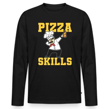 Pizza Skills Pizzabäcker - Männer Premium Bio Langarmshirt - Schwarz - Vorne - Nico (187cm)