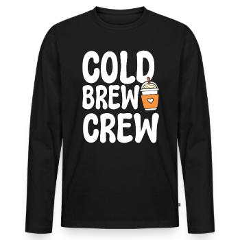 Cold Brew Crew Kellner an der Kaffeebar - Männer Premium Bio Langarmshirt - Schwarz - Vorne - Nico (187cm)