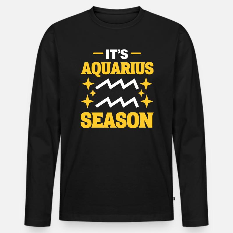 Sternzeichen-Saison Wassermann Sternzeichen-Fan - Männer Premium Bio Langarmshirt - Schwarz