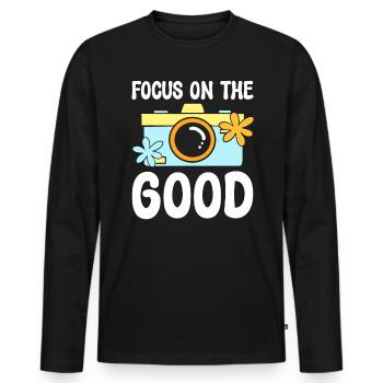 Focus On The Good Fotograf - Männer Premium Bio Langarmshirt - Schwarz - Vorne - Nico (187cm)