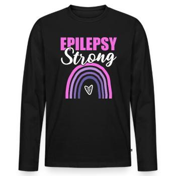 Epilepsy Strong Epilepsie-Krieger - Männer Premium Bio Langarmshirt - Schwarz - Vorne - Nico (187cm)