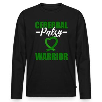 Cerebral Palsy Warrior Genetiker - Männer Premium Bio Langarmshirt - Schwarz - Vorne - Nico (187cm)