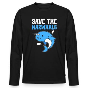 Save The Narwhals Meeresbiologe - Männer Premium Bio Langarmshirt - Schwarz - Vorne - Nico (187cm)