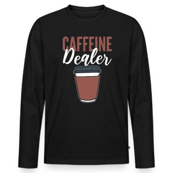 Caffeine Dealer Barista - Männer Premium Bio Langarmshirt - Schwarz - Vorne - Nico (187cm)