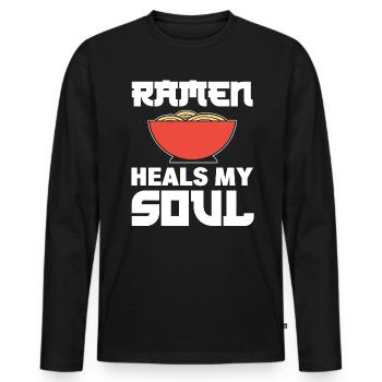 Ramen-Liebhaber Food-Vlogger - Männer Premium Bio Langarmshirt - Schwarz - Vorne - Nico (187cm)