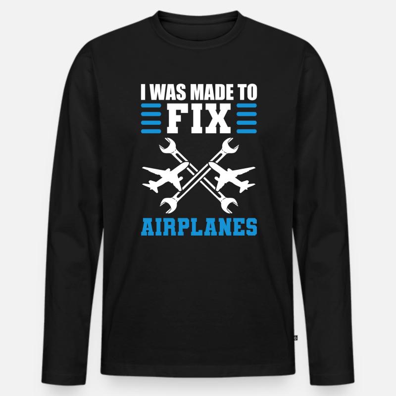 Flugzeugwartung Flugzeugtechniker - Männer Premium Bio Langarmshirt - Schwarz