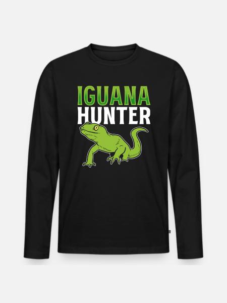 Iguana Hunter Tierpfleger - Männer Premium Bio Langarmshirt - Schwarz