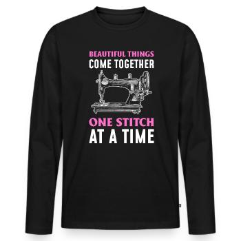 Nähmaschinenliebhaber Schneider - Männer Premium Bio Langarmshirt - Schwarz - Vorne - Nico (187cm)