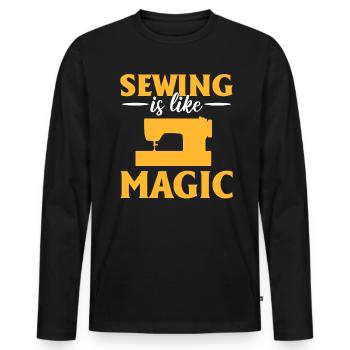 Nähmaschinenliebhaber Schneider - Männer Premium Bio Langarmshirt - Schwarz - Vorne - Nico (187cm)