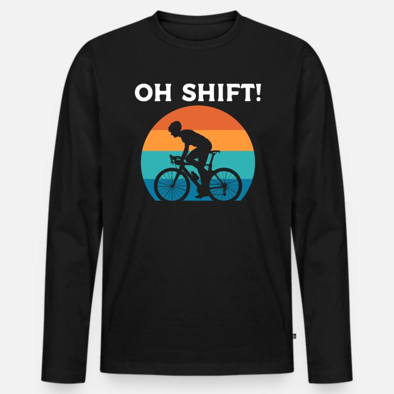 Oh Shift Radfahrer - Männer Premium Bio Langarmshirt - Schwarz