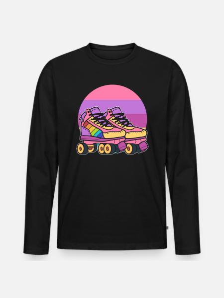 Retro-Rollschuhe Rollerblader - Männer Premium Bio Langarmshirt - Schwarz