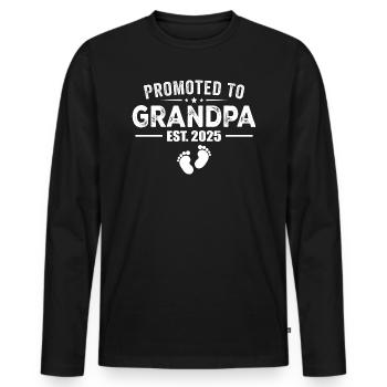 Befördert zum Opa Est 2025 Lustig für den neuen Opa - Männer Premium Bio Langarmshirt - Schwarz - Vorne - Nico (187cm)