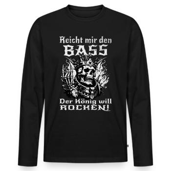 Reicht mir den Bass, der König will rocken! Rock - Männer Premium Bio Langarmshirt - Schwarz - Vorne - Nico (187cm)