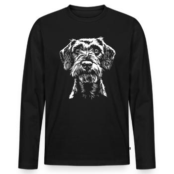Teckel à poil dur Portrait Chien Chien Teckel - T-shirt manches longues Premium bio Homme - noir - Devant - Nico (187cm)