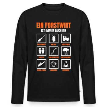 Bûcheron cadeau bûcheron - T-shirt manches longues Premium bio Homme - noir - Devant - Nico (187cm)