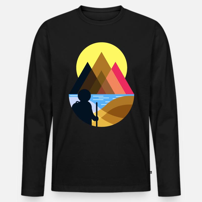 Wanderung Minimalismus - Männer Premium Bio Langarmshirt - Schwarz