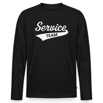 Service Team (Workwear / White) - Men's Premium Organic Long Sleeve Shirt - black - Front - Nico (187cm)