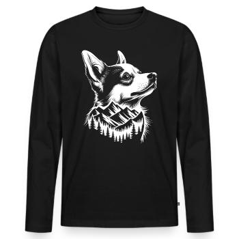 Mountain Corgi Dog - Men's Premium Organic Long Sleeve Shirt - black - Front - Nico (187cm)