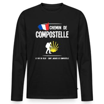 Compostelle - T-shirt manches longues Premium bio Homme - noir - Devant - Nico (187cm)
