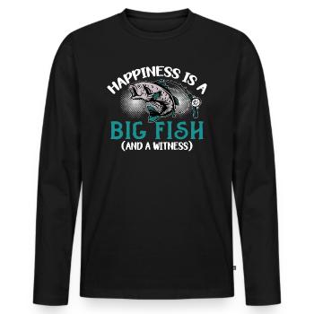 Angler Angeln Geschenkidee Happiness Is A Big Fish - Männer Premium Bio Langarmshirt - Schwarz - Vorne - Nico (187cm)
