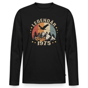 Legendary Since 1975 Vintage Vintage Birthday - Men's Premium Organic Long Sleeve Shirt - black - Front - Nico (187cm)