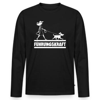 Führungskraft Hund Hundehalterin Geschenkidee Witz - Männer Premium Bio Langarmshirt - Schwarz - Vorne - Nico (187cm)