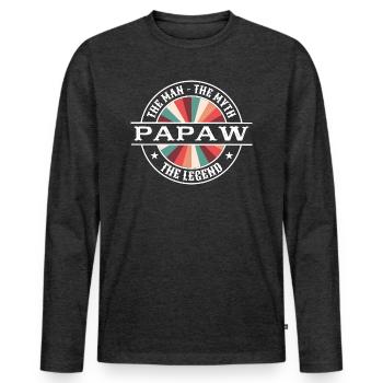 Papa Père Grand-père Idée Cadeau Papaw Disant Rétro - T-shirt manches longues Premium bio Homme - anthracite chiné - Devant - Nico (187cm)