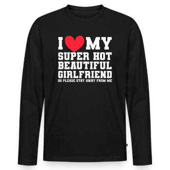 Ich Liebe Meine Freundin Paare Freund Geschenkidee - Männer Premium Bio Langarmshirt - Schwarz - Vorne - Nico (187cm)